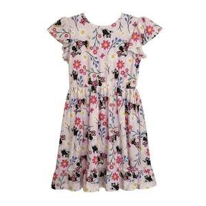 Disney Minnie Mouse Pink Floral Ruffle Sleeve Dress by PatPat, Size 8-9Y/0080